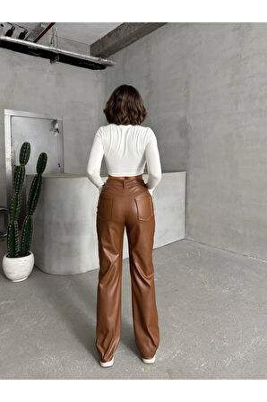 Suni Deri Kadın Pantolon