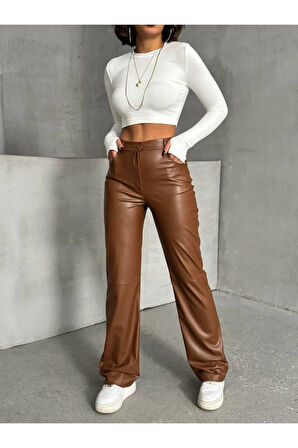 Suni Deri Kadın Pantolon