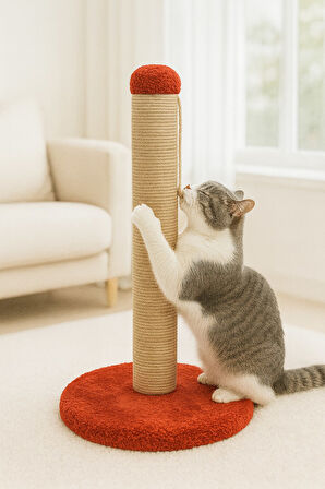 Reyo Pet Yuvarlak Kedi Tırmalama Platformu Kırmızı