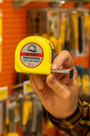 Çelik Şerit Metre, 5 Metre, 25 mm Genişlik, Otomatik Kilitli, Askılı, Dayanıklı Gövde, Otomatik Geri Sarma, Profesyonel Ölçüm Aleti