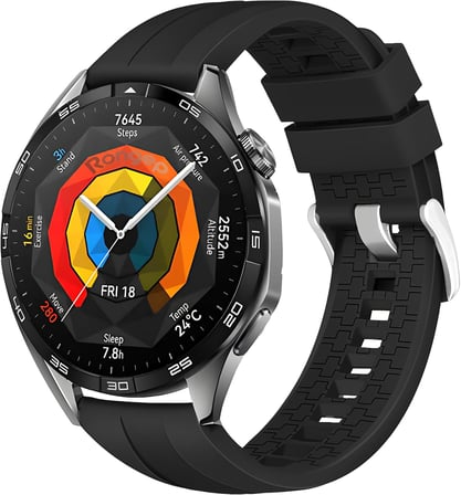Yumuşak Silikonlu 22mm Kordon Huawei ile Uyumlu Watch GT5/GT5 Pro/GT4/Watch 4 Pro/GT3/GT3 Pro/GT2/GT2 Pro 46mm İçin Yüzeyi Şerit Görünümlü Esnek ve Dayanıklı Kayış