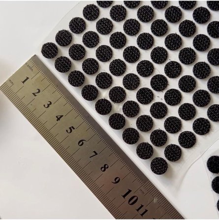 Dünya Magnet 100 Adet Arkası Yapışkanlı Siyah Yuvarlak Cırt Cırtlı Bant, Kaliteli Cırt Bant, Çap 1Cm