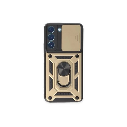 Samsung Uyumlu Galaxy S23 Fe Kılıf Pars Lens Yüzüklü Silikon - Gold