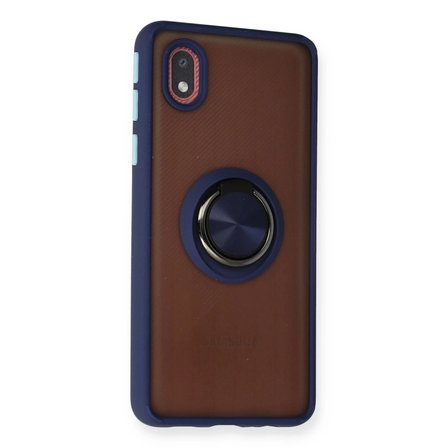Samsung Galaxy A01 Core Kılıf Montreal Yüzüklü Silikon Kapak - Lacivert