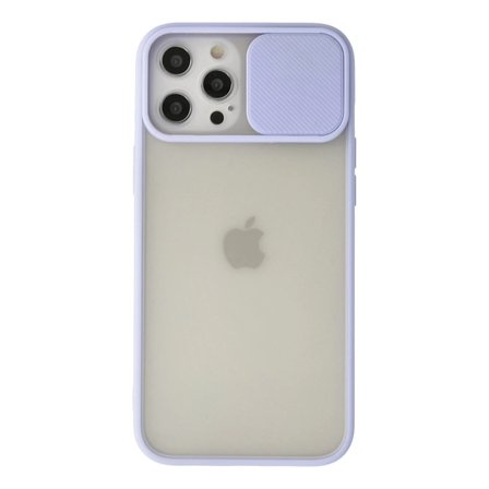 İphone 12 Pro Max Kılıf Palm Buzlu Kamera Sürgülü Silikon - Lila