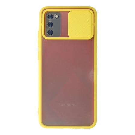 Samsung Uyumlu Galaxy A02s Kılıf Palm Buzlu Kamera Sürgülü Silikon - Sarı