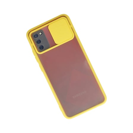 Samsung Uyumlu Galaxy A02s Kılıf Palm Buzlu Kamera Sürgülü Silikon - Sarı