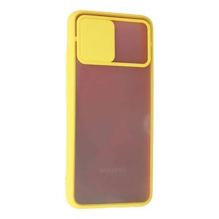 Samsung Uyumlu Galaxy A02s Kılıf Palm Buzlu Kamera Sürgülü Silikon - Sarı