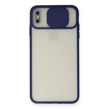 İphone Xs Max Kılıf Palm Buzlu Kamera Sürgülü Silikon - Lacivert