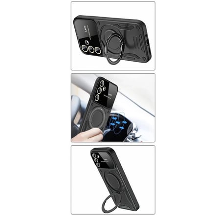 Samsung Galaxy S24 Fe Kılıf Joy Lens Standlı Kapak - Siyah
