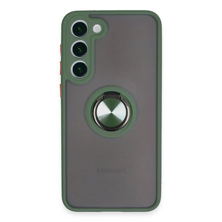 Samsung Uyumlu Galaxy S23 Plus Kılıf Montreal Yüzüklü Silikon Kapak - Yeşil