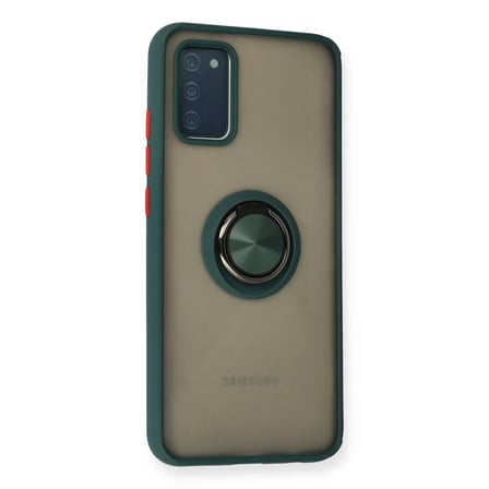 Samsung Galaxy A02s Kılıf Montreal Yüzüklü Silikon Kapak - Yeşil