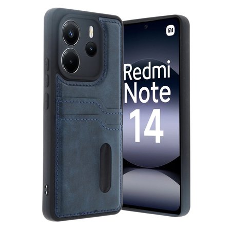Xiaomi Uyumlu Redmi Note 14 4g Kılıf Sara Kartvizitli Deri Kılıf - Lacivert