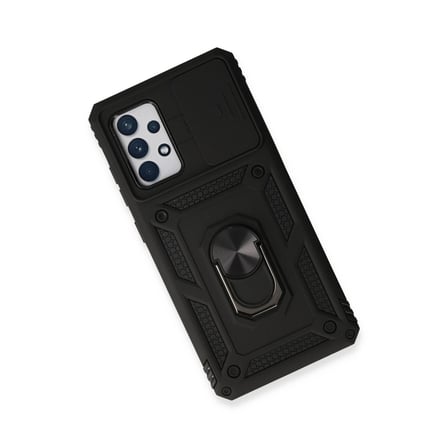 Samsung Uyumlu Galaxy A53 5g Kılıf Pars Lens Yüzüklü Silikon - Siyah