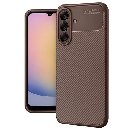 Samsung Uyumlu Galaxy A56 Kılıf Auto Focus Karbon Kapak - Kahverengi