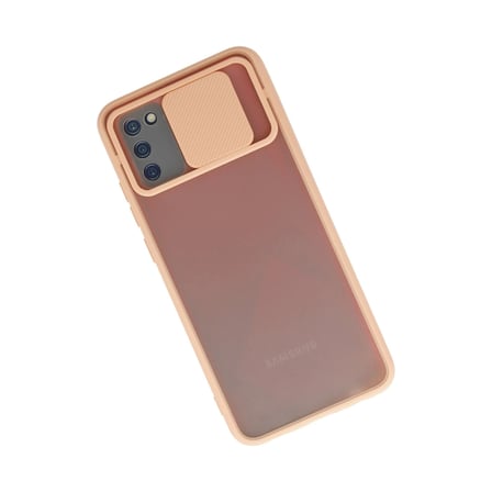 Samsung Uyumlu Galaxy A02s Kılıf Palm Buzlu Kamera Sürgülü Silikon - Pembe
