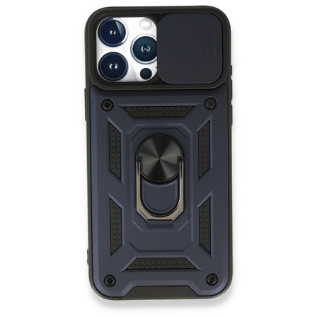 İphone 15 Pro Kılıf Pars Lens Yüzüklü Silikon - Lacivert