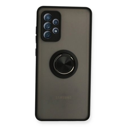 Samsung Galaxy A72 Kılıf Montreal Yüzüklü Silikon Kapak - Siyah