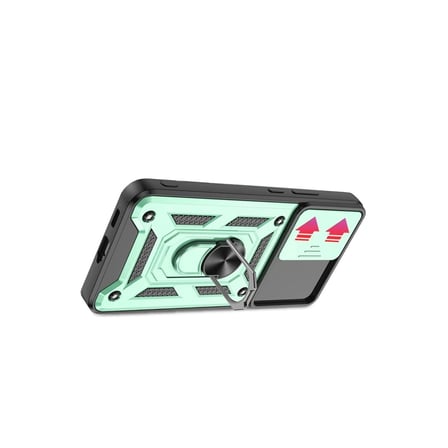 Samsung Uyumlu Galaxy S22 Kılıf Pars Lens Yüzüklü Silikon - Yeşil