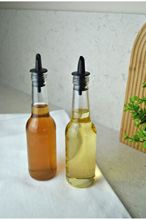 2 Adet 250 Ml Cam Yağdanlık Sirkelik Sosluk Şişesi Silikon Tıpalı Zeytinyağı Sıvıyağ Yağlık Şişe