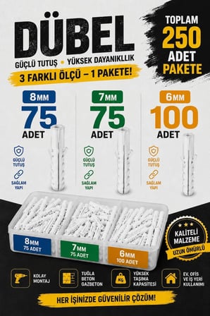 250PCS DUBEL SETİ (M8 M7 M6)