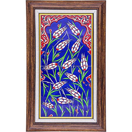 Armada Çini 20x40 Cm ED 158 Mavi Selvi El dekoru Çini Pano