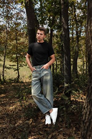 Erkek Skater Fit Jean Pantolon Tint Yeşil