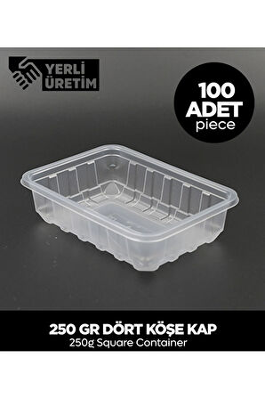250 Gr Dört Köşe Kap 100 Adet