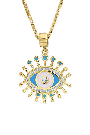Mavi Göz Altın Nazar Kolye