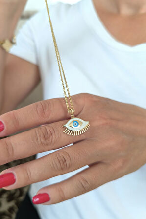 Sedef Mineli Göz Altın Nazar Kolye