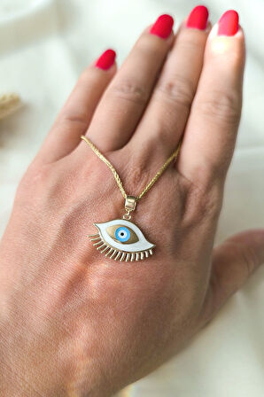 Sedef Mineli Göz Altın Nazar Kolye