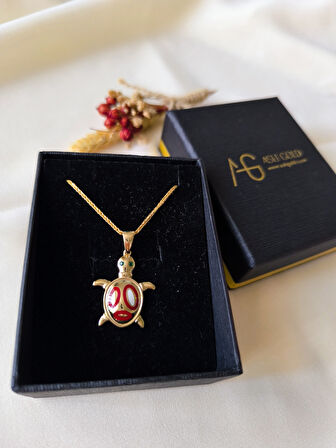 Mineli Altın Kaplumbağa Kolye