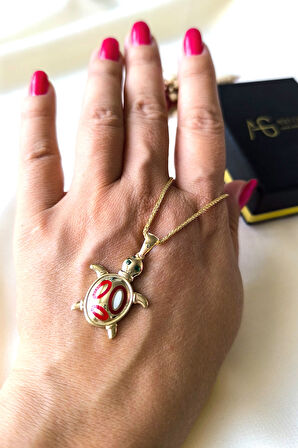 Mineli Altın Kaplumbağa Kolye