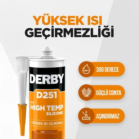 D251 RTV Isı Silikonu 300 derece c Kırmızı - 280ml