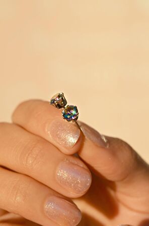 Galaksi Tektaş Küpe 6 mm Yeşil