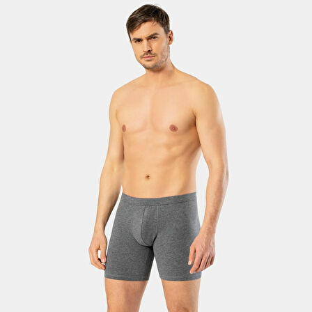 Cacharel Erkek Likralı Uzun Boxer (Bel Bantlı) 1336/Antrasit