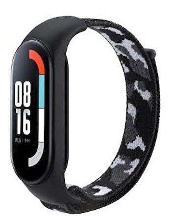 Xiaomi Mi Band 7 Uyumlu Kumaş Cırtlı Kamuflaj Kordon