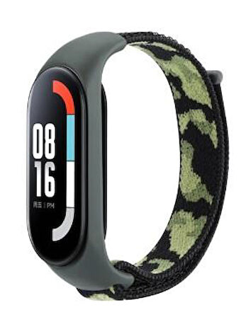 Xiaomi Mi Band 7 Uyumlu Kumaş Cırtlı Kamuflaj Kordon