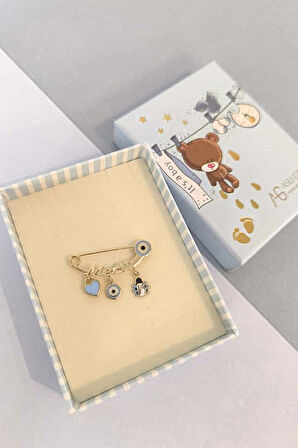 İsimli Erkek Bebek Altın Omuz İğnesi