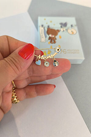 İsimli Erkek Bebek Altın Omuz İğnesi