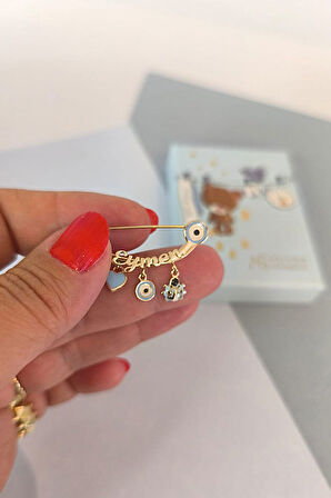 İsimli Erkek Bebek Altın Omuz İğnesi