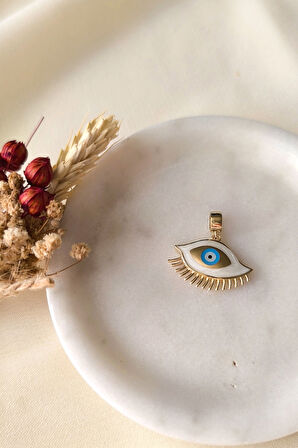 Sedef Mineli Göz Altın Nazar Kolye Ucu