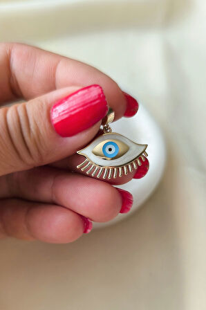 Sedef Mineli Göz Altın Nazar Kolye Ucu