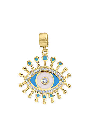 Mavi Göz Altın Nazar Kolye Ucu