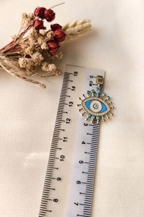 Mavi Göz Altın Nazar Kolye Ucu