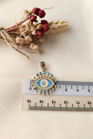 Mavi Göz Altın Nazar Kolye Ucu