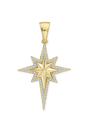 Taşlı Altın Kuzey Yıldızı Kolye Ucu