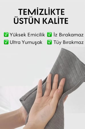 4'lü Havlu Seti - Mikrofiber Süper Emici Çok Amaçlı Bez 40x40 cm (Gri)