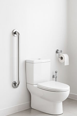 Yaşlı ve Engelli Tutunma Barı – Krom Kaplama 30 cm, Küvet ve Duş Tutamağı, Kaymaz Güvenlik Barı