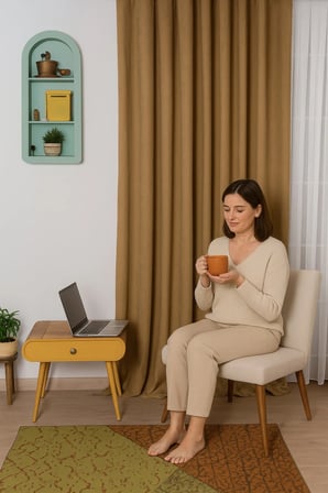 KADİFE Dokulu Ada Fon Perde Salon Yatak Odası